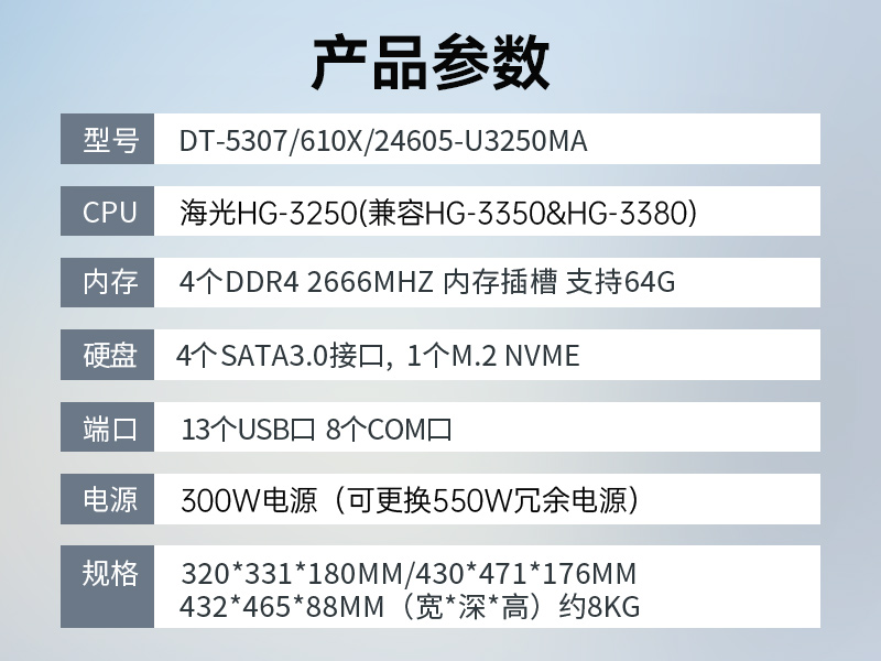 國內(nèi)工控機(jī)廠家|海光CPU芯片工業(yè)電腦|DT-5307-U3250MA